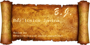 Bölcsics Janina névjegykártya